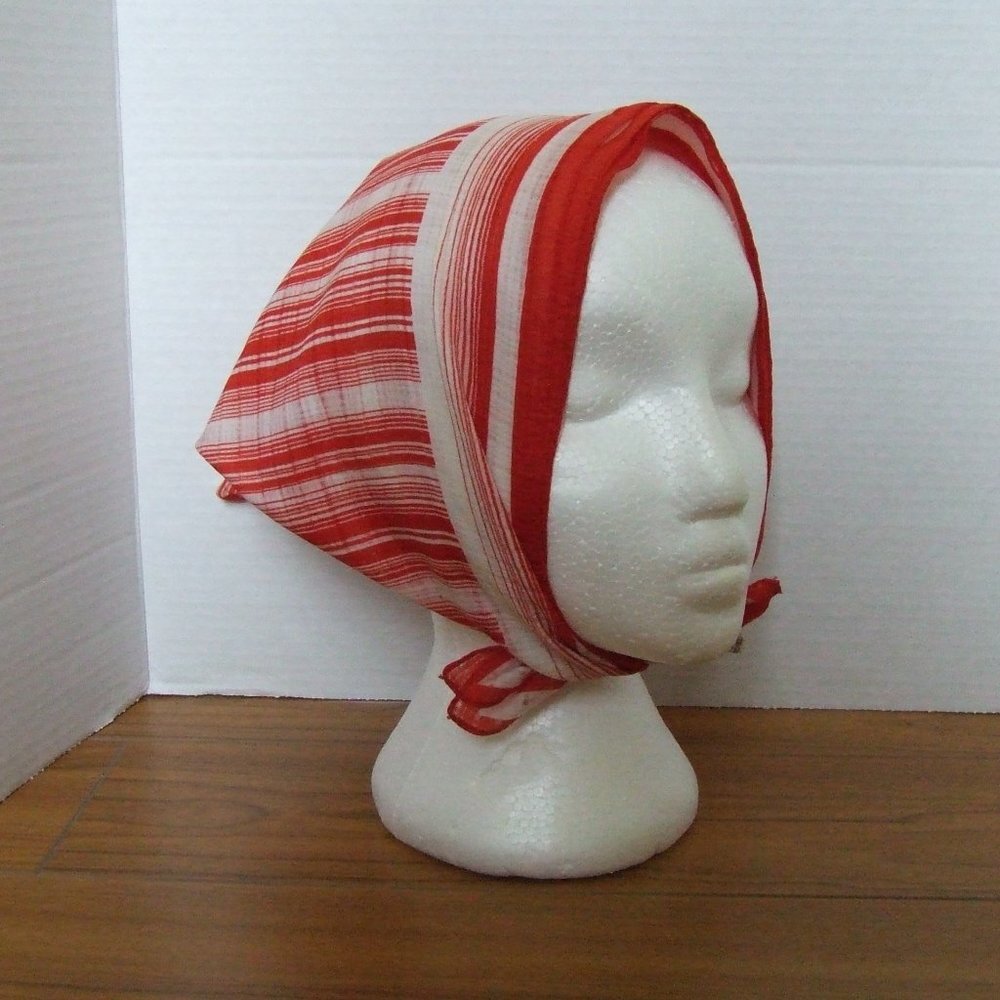 Red and White Striped Scarf